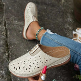 Round Toe Cutout Slip-Ons - Trendsi - Flyclothing LLC