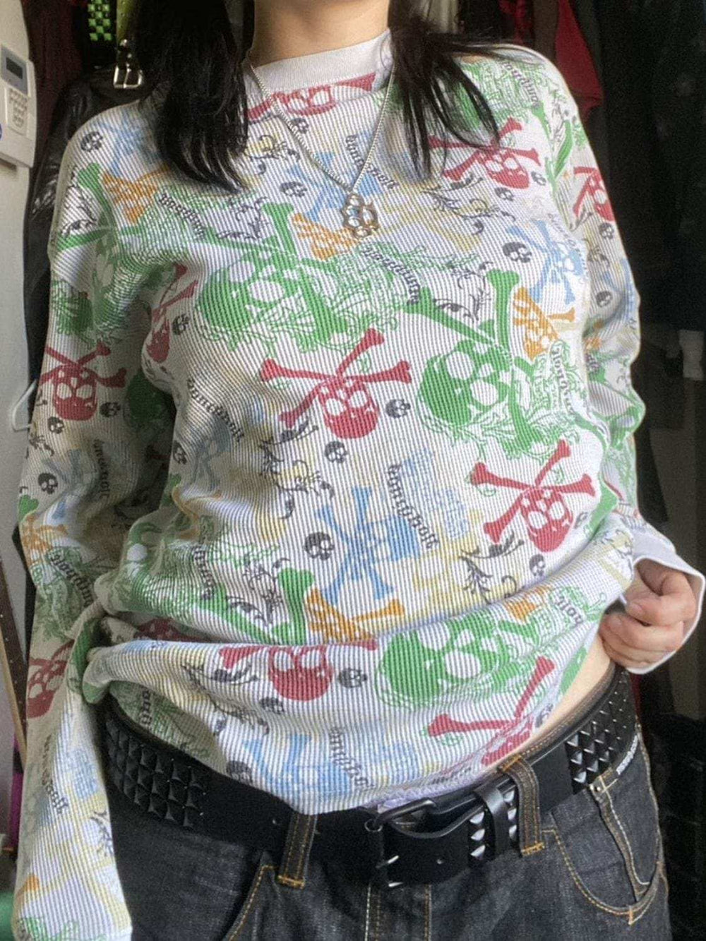 Printed Round Neck Long Sleeve T-Shirt - Trendsi - Flyclothing LLC