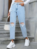 Distressed High Rise Jeans with Pockets - Trendsi - Flyclothing LLC