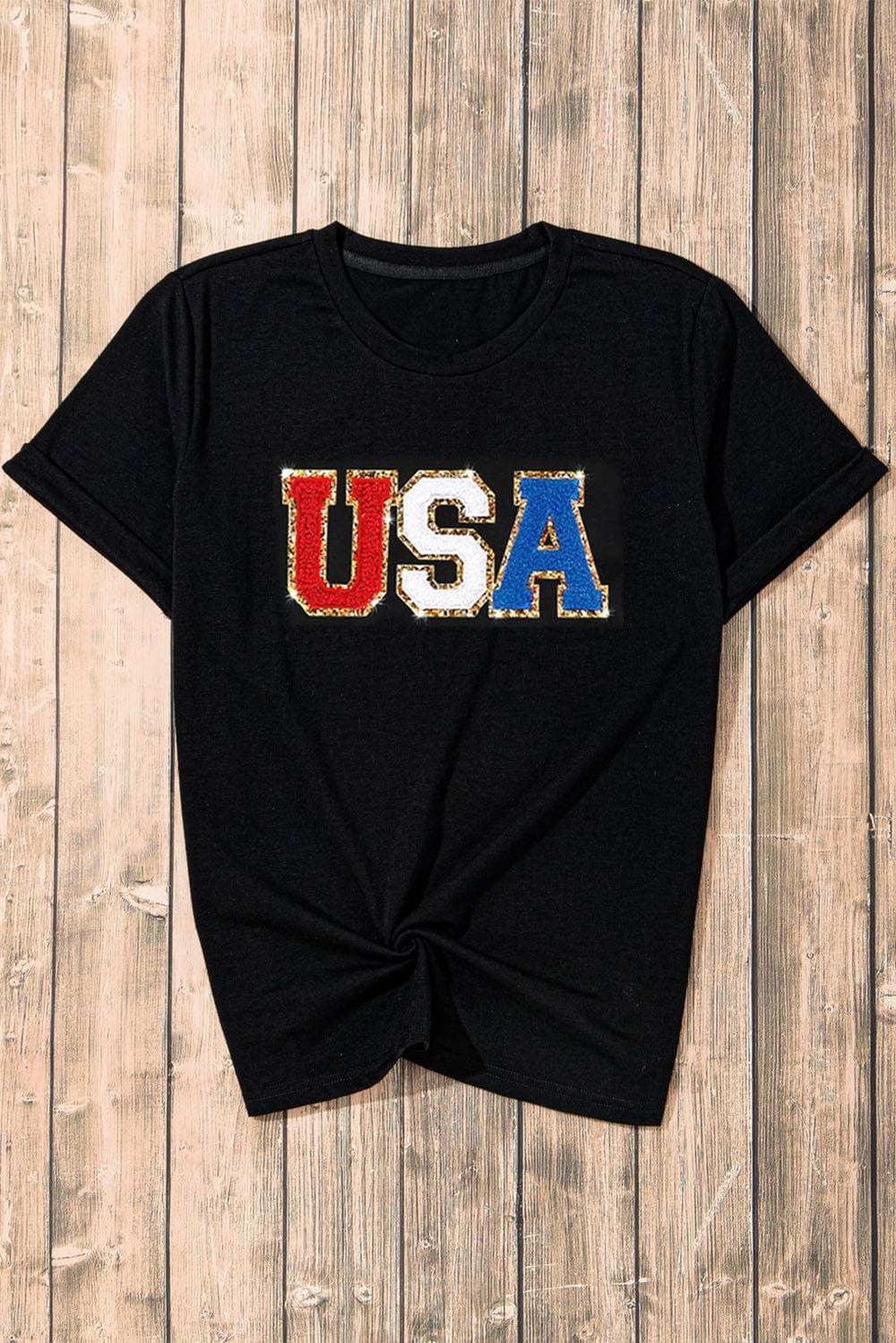 USA Round Neck Short Sleeve T-Shirt - Trendsi - Flyclothing LLC