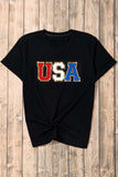 USA Round Neck Short Sleeve T-Shirt - Trendsi - Flyclothing LLC