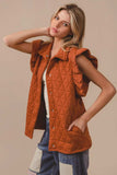 BiBi Quilting Knit Ruffle Sleeve Vest - Trendsi - Flyclothing LLC