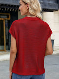 Exposed Seam Round Neck Short Sleeve Sweater - Trendsi - Flyclothing LLC