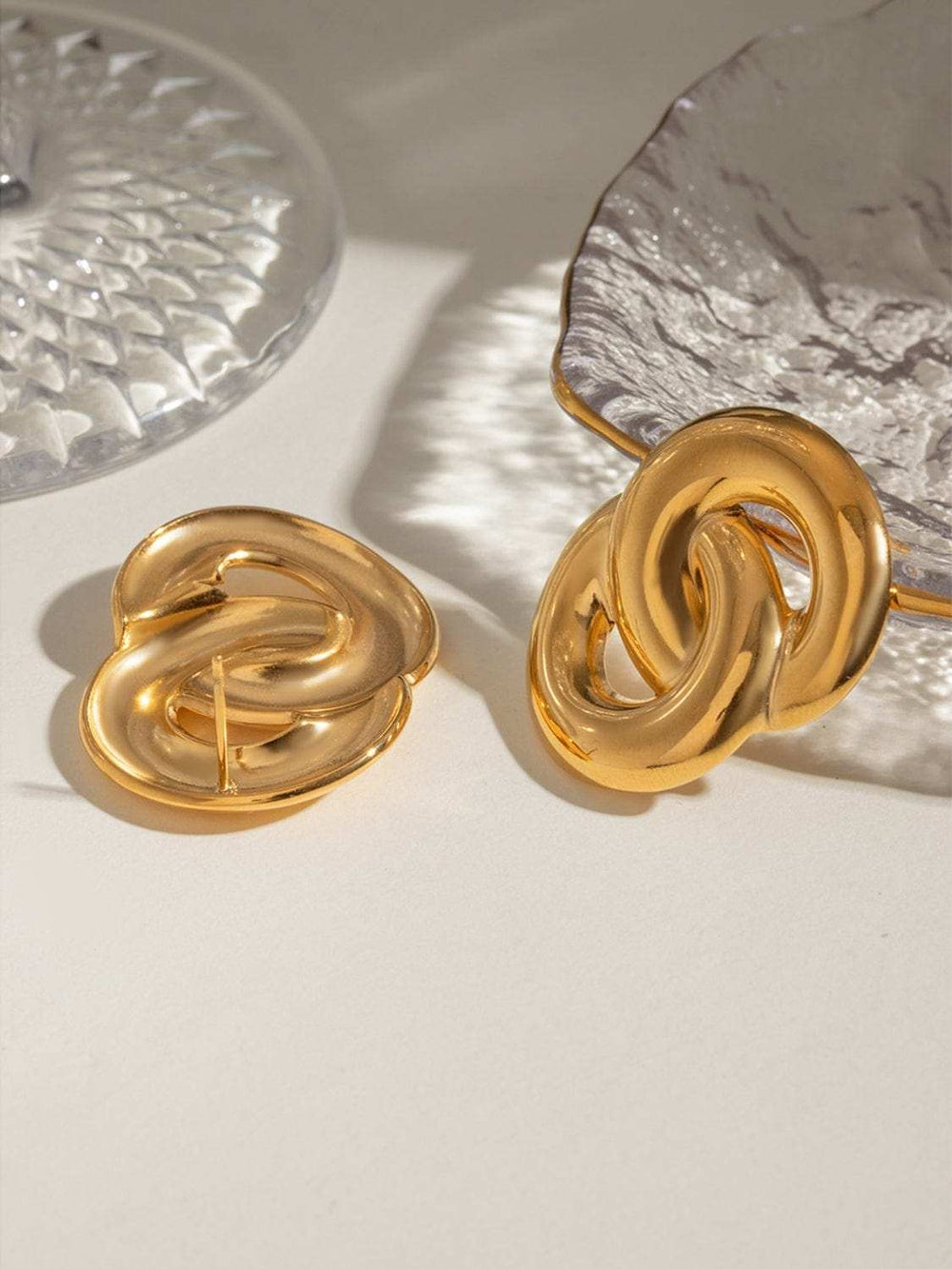 18K Gold-Plated Stainless Steel Knotted Earrings - Trendsi - Flyclothing LLC