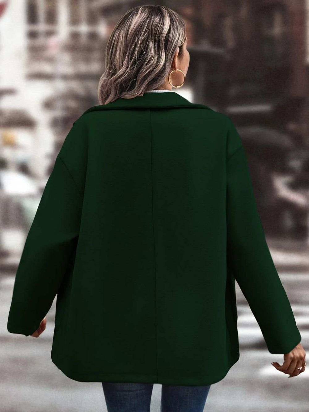 Pocketed Collared Neck Button Up Jacket - Trendsi - Flyclothing LLC