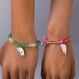 2 Piece Beaded Cat Charm Bracelet - Trendsi - Flyclothing LLC