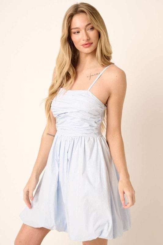 Mittoshop Ruched Detail Bubble Hem Mini Dress - Trendsi - Flyclothing LLC
