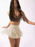 Tiered Skort with Drawstring - Trendsi - Flyclothing LLC