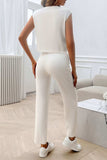 Ribbed Round Neck Top and Pants Set - Trendsi - Flyclothing LLC