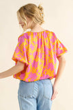 And The Why Full Size Printed Satin Bubble Hem Top - Trendsi - Flyclothing LLC