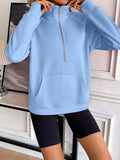 Ivy Lane Half Zip Raglan Sleeve Sweatshirt - Trendsi - Flyclothing LLC
