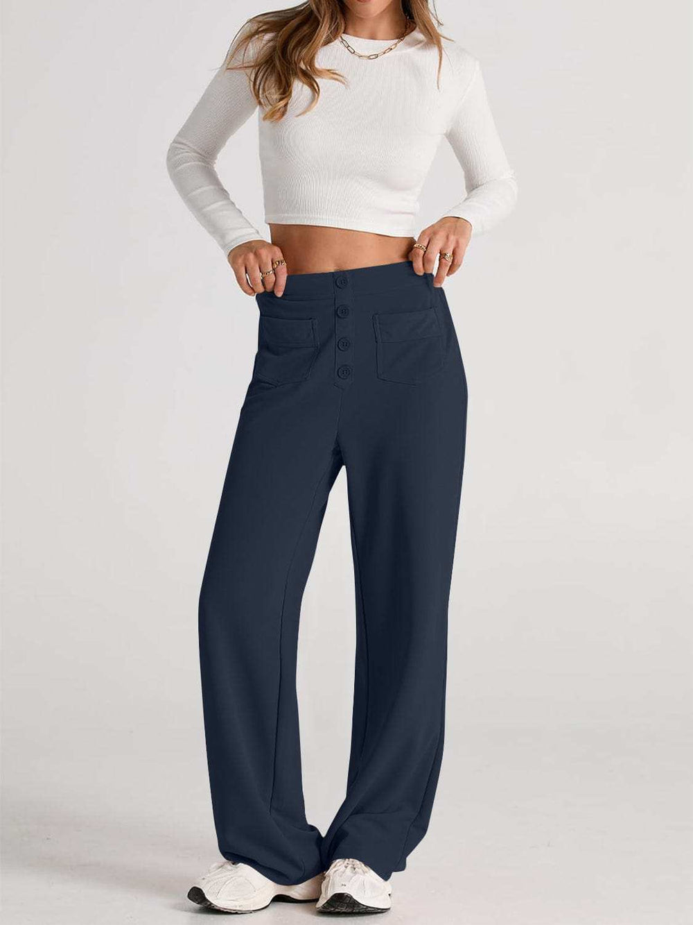 High Waist Wide Leg Pants - Trendsi - Flyclothing LLC