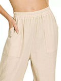 Zenana Double Gauze Elastic Band Pants - Trendsi - Flyclothing LLC