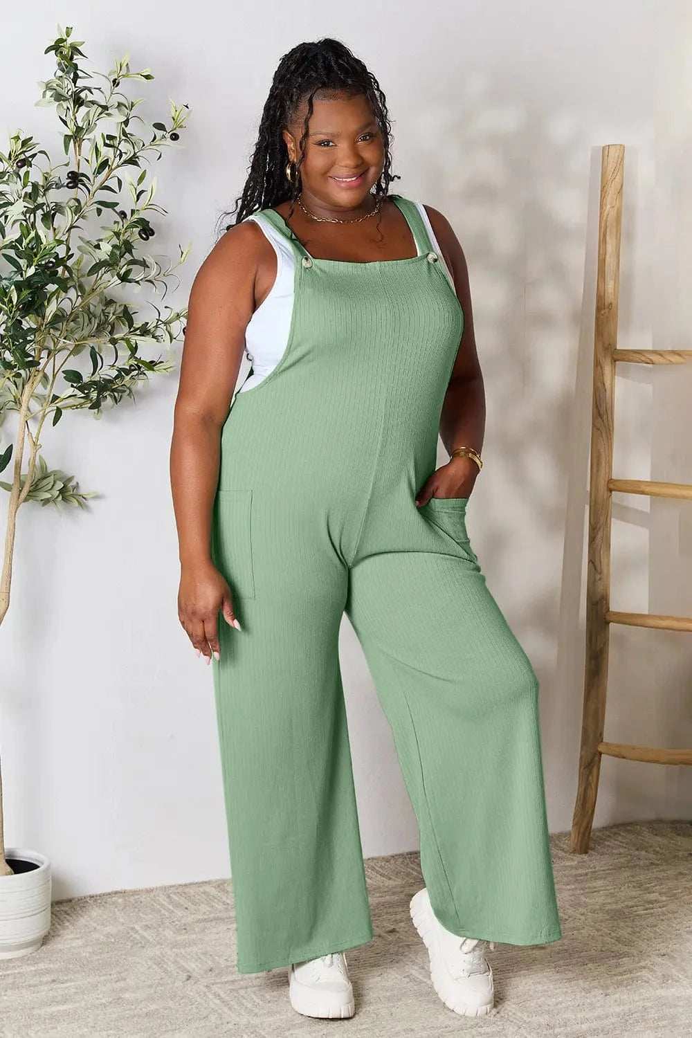 Double Take Full Size Wide Strap Overall with Pockets - Trendsi - Flyclothing LLC