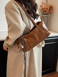 Solid Color Leather Shoulder Bag - Trendsi - Flyclothing LLC