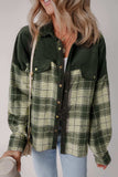 Snap Down Collared Neck Plaid Shacket - Trendsi - Flyclothing LLC