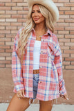 Plaid Button Up Long Sleeve Shacket - Trendsi - Flyclothing LLC
