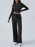 Devine Round Neck Long Sleeve Top and Pants Set - Trendsi - Flyclothing LLC