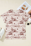Printed Round Neck Short Sleeve T-Shirt - Trendsi - Flyclothing LLC
