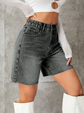 Frayed Hem Denim Shorts - Trendsi - Flyclothing LLC