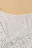 Lace Crochet Hollowed Scallop Hem V Neck Blouse - Trendsi - Flyclothing LLC