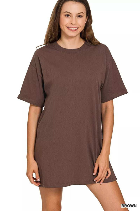 Zenana Short Sleeve Mini Tee Dress - Trendsi - Flyclothing LLC