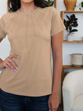 Round Neck Short Sleeve T-Shirt - Trendsi - Flyclothing LLC