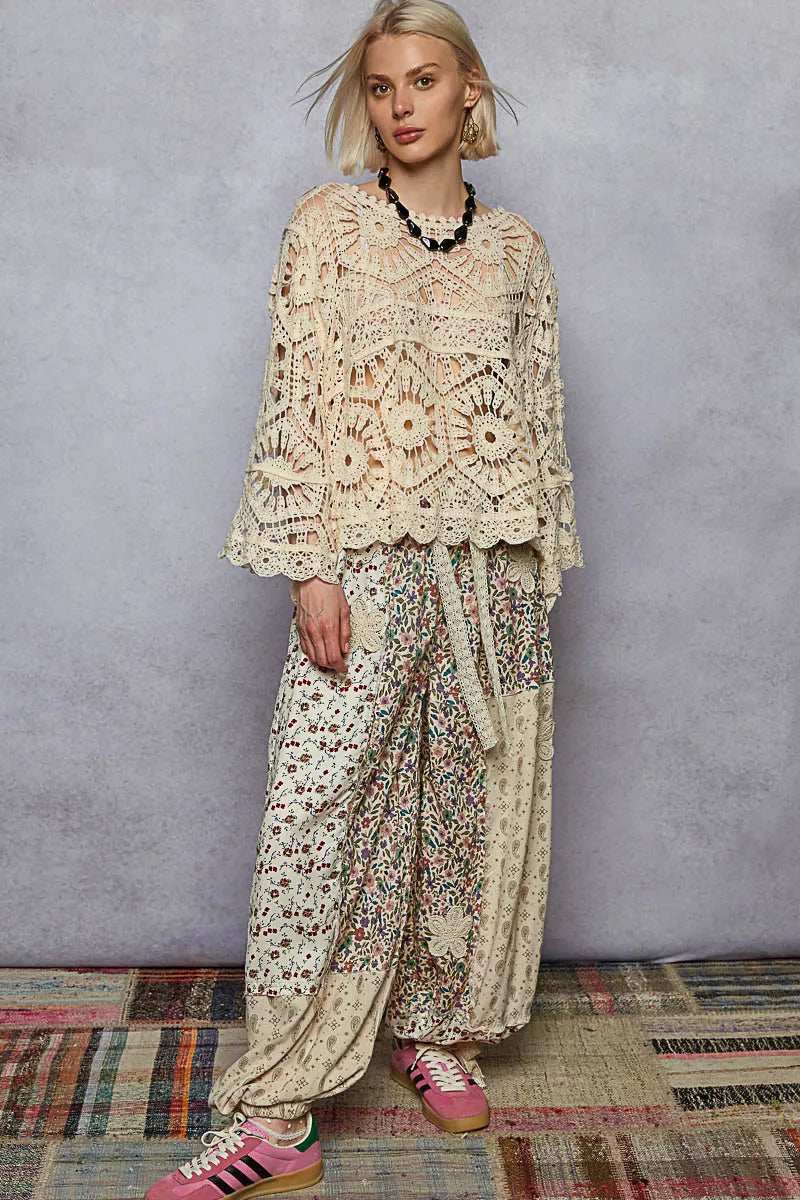 POL Round Neck Weave Knit Pattern Cropped Cover Up - Trendsi - Flyclothing LLC