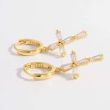 925 Sterling Silver Zircon Cross Earrings - Trendsi - Flyclothing LLC