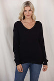 V-Neck Drop Shoulder Sweater - Trendsi - Flyclothing LLC