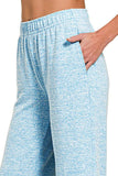 Zenana Soft Melange Hacci Elastic Waistband Lounge Pants - Trendsi - Flyclothing LLC