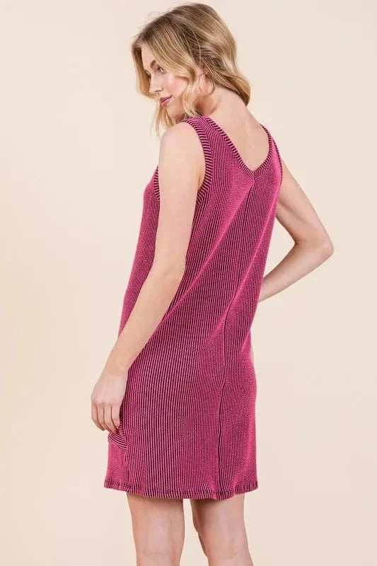 BOMBOM Rib Knit Tank Dress - Trendsi - Flyclothing LLC