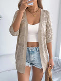 Openwork Open Front Half Sleeve Cardigan - Trendsi - Flyclothing LLC