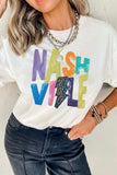 Lightening NASHVILLE Sequin Round Neck T-Shirt - Trendsi - Flyclothing LLC
