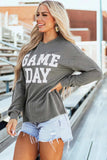GAME DAY Striped Round Neck Long Sleeve Top - Trendsi - Flyclothing LLC