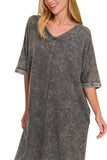Zenana Acid-washed French Terry Tee Shirts Dress - Trendsi - Flyclothing LLC