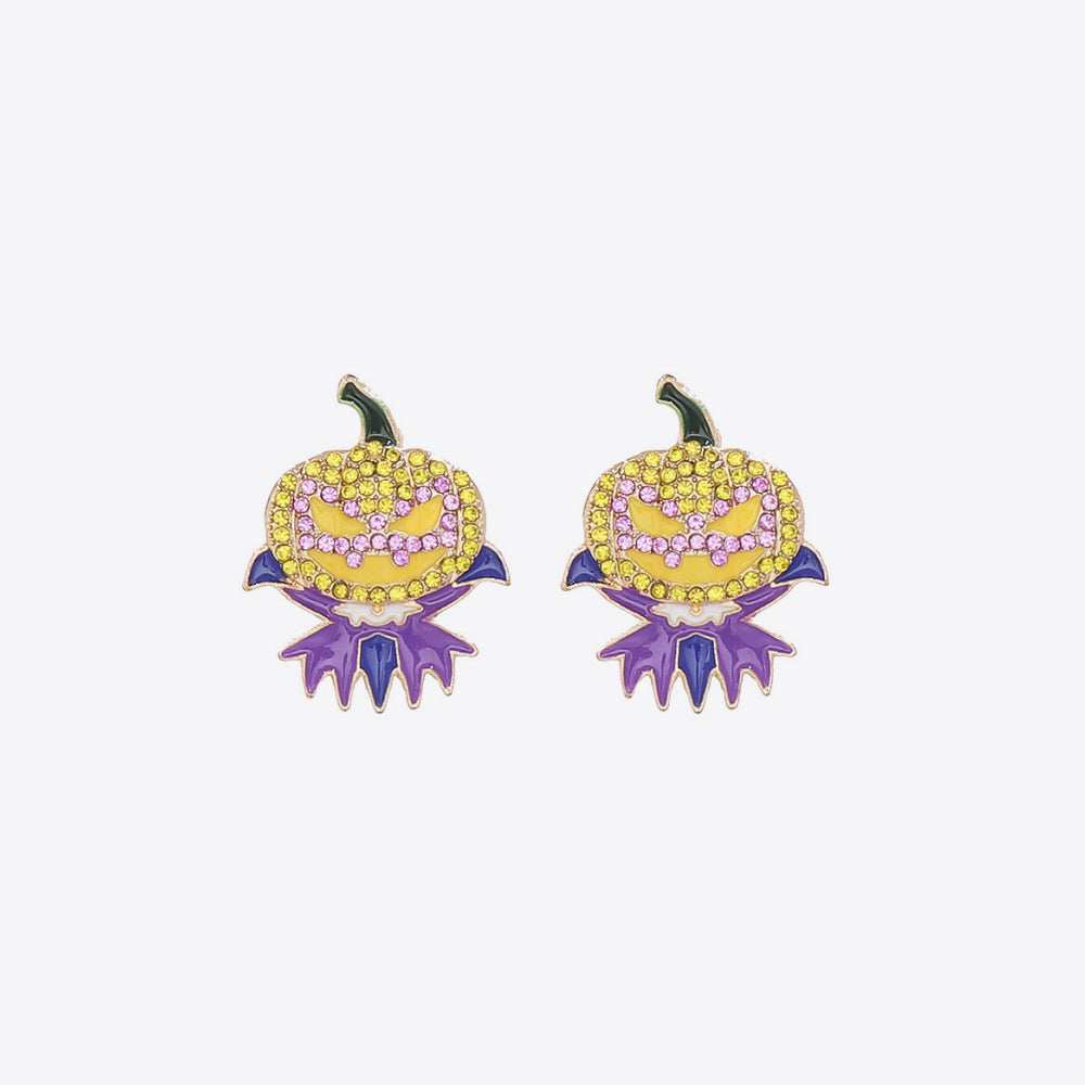 Demon Pumpkin Rhinestone Alloy Earrings - Trendsi - Flyclothing LLC