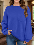 Full Size Texture Round Neck Long Sleeve Sweatshirt - Trendsi - Flyclothing LLC