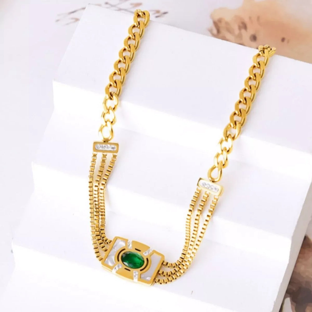 18K Gold-Plated Geometric Necklace - Trendsi - Flyclothing LLC