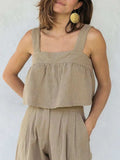 Square Neck Wide Strap Top and Pants Set - Trendsi - Flyclothing LLC