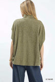 Umgee Textured Mock Neck Relaxed Top - Trendsi - Flyclothing LLC