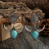 Artificial Turquoise Alloy Cow Head Earrings - Trendsi - Flyclothing LLC