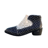 Printed Point Toe Block Heels Boots - Trendsi - Flyclothing LLC