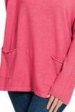 Zenana Viscose Long Sleeve Front Pockets Sweater - Trendsi - Flyclothing LLC