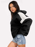 Contrast Dropped Shoulder Long Sleeve Hoodie - Trendsi - Flyclothing LLC