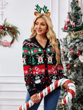 Reindeer Button Up Long Sleeve Cardigan - Trendsi - Flyclothing LLC
