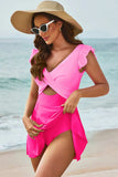 Cutout V-Neck Cap Sleeve One-Piece Swimwear - Trendsi - Flyclothing LLC