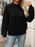 Mock Neck Long Sleeve Sweater - Trendsi - Flyclothing LLC