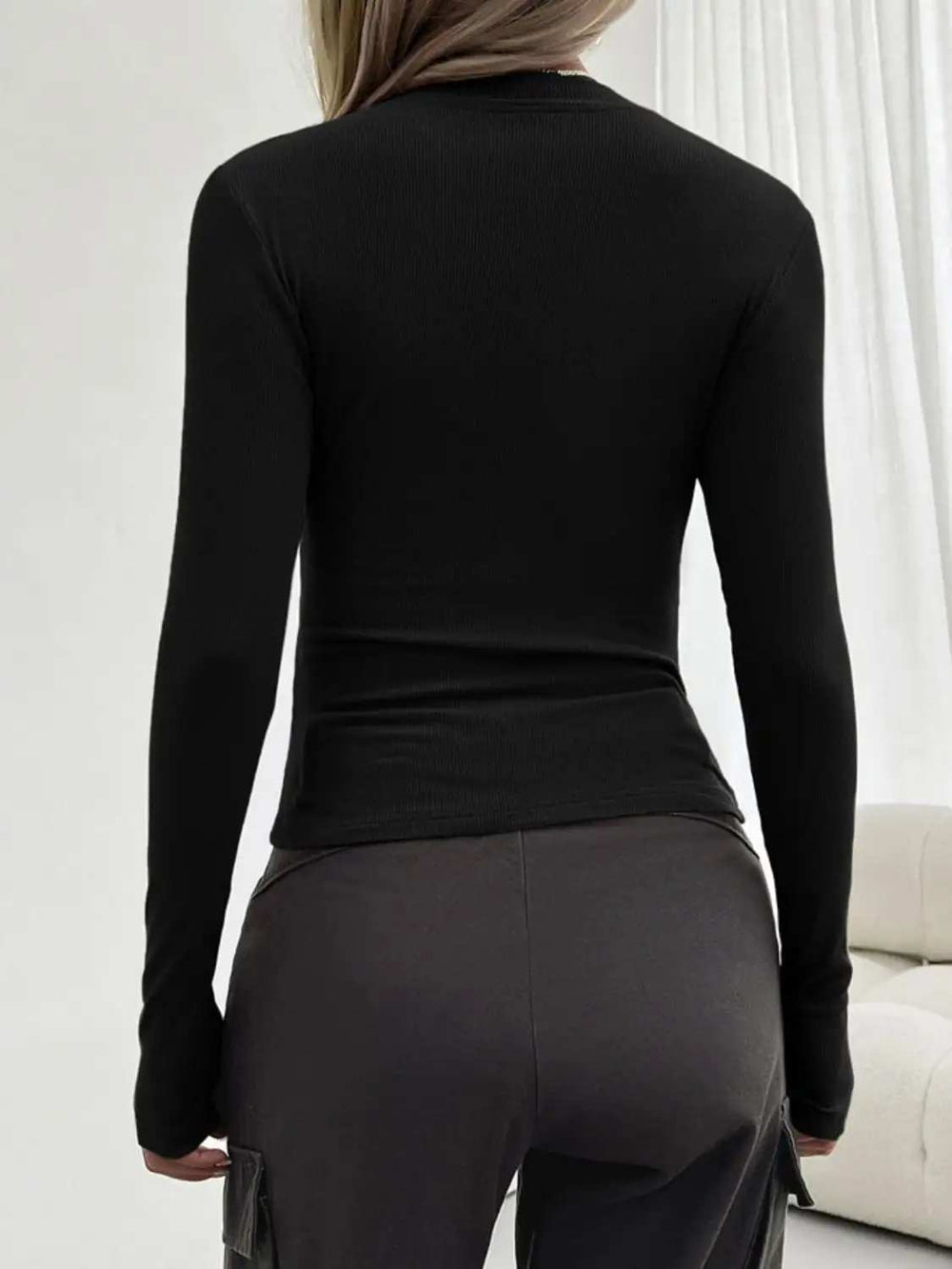 Round Neck Long Sleeve T-Shirt - Trendsi - Flyclothing LLC