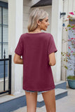 Florira Notched Short Sleeve T-Shirt - Trendsi - Flyclothing LLC
